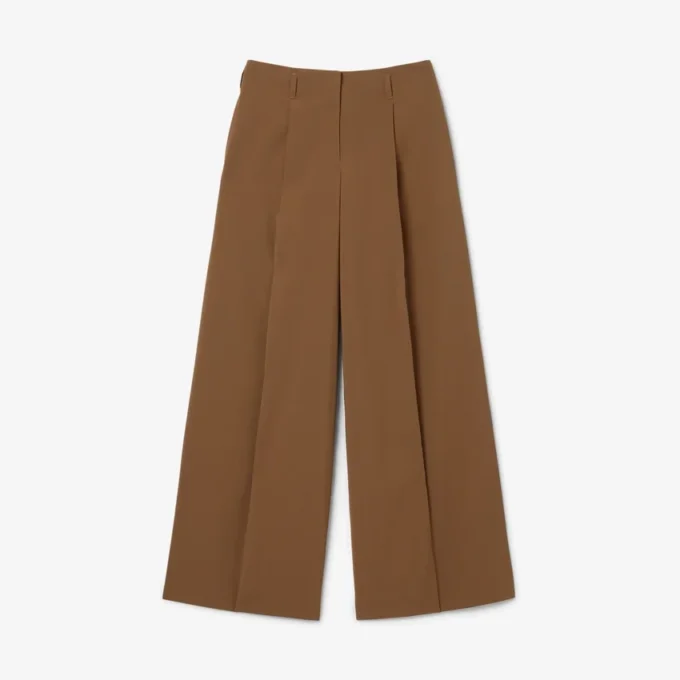 Pantalones anchos de mezcla de lana de pasarela