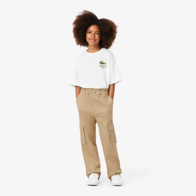 Pantalones cargo de sarga de algodón para niña