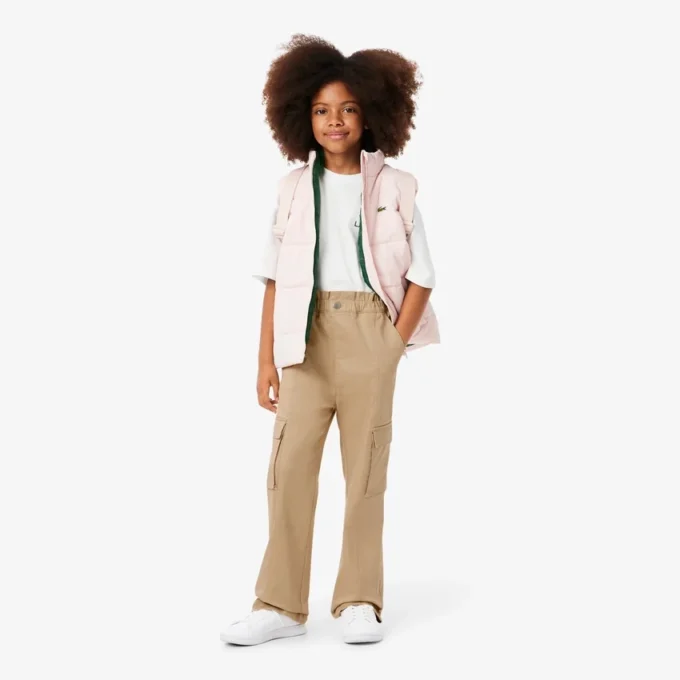 Pantalones cargo de sarga de algodón para niña