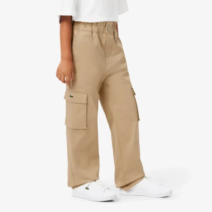 Pantalones cargo de sarga de algodón para niña