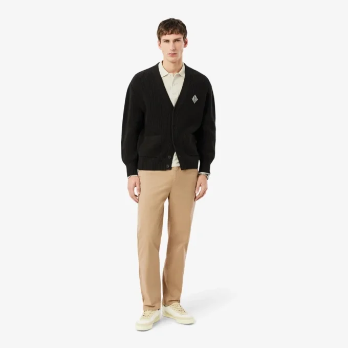 Pantalones chinos de sarga de algodón de corte regular