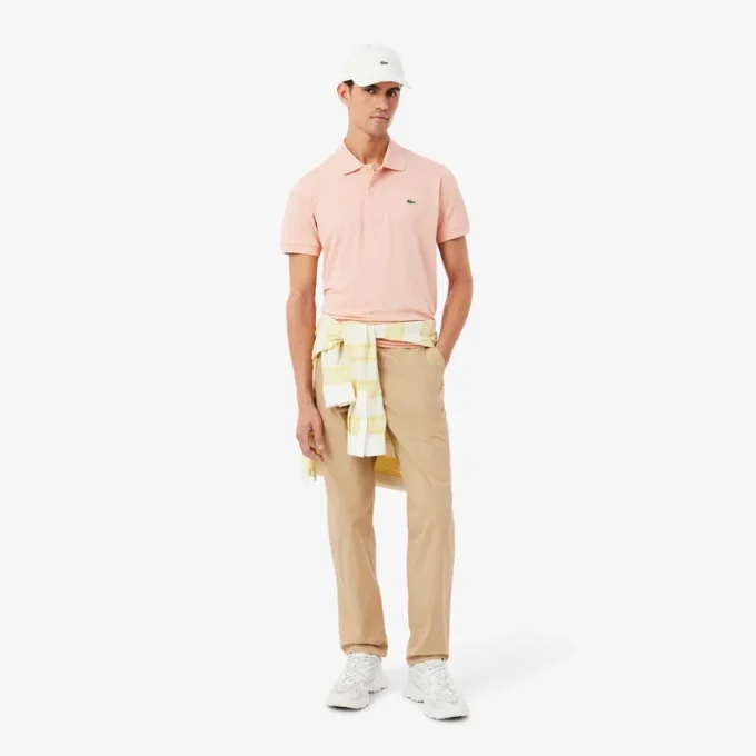 Pantalones chinos de sarga de algodón de corte regular