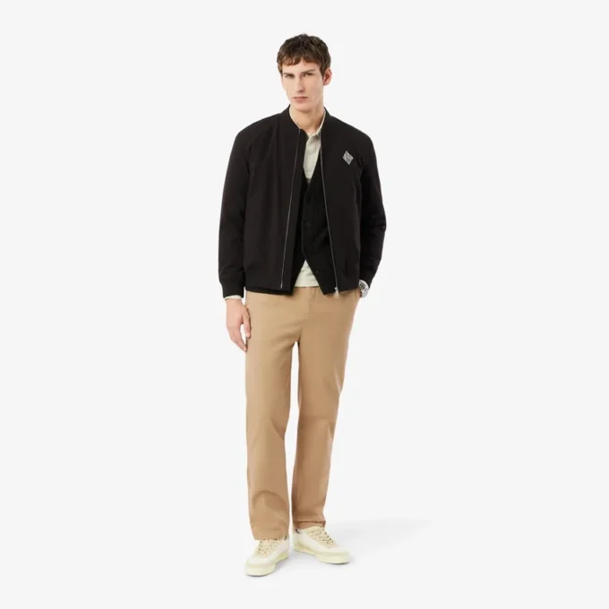 Pantalones chinos de sarga de algodón de corte regular