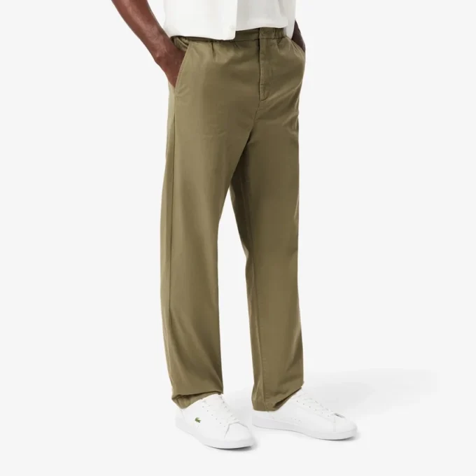 Pantalones chinos de sarga de algodón de corte regular