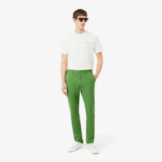 Pantalones chinos de sarga elástica de corte ajustado