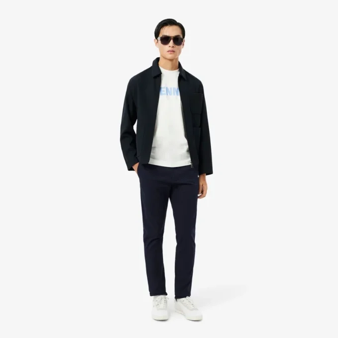 Pantalones chinos de sarga elástica de corte ajustado