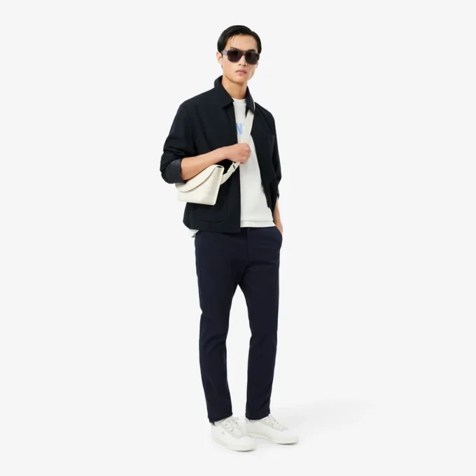 Pantalones chinos de sarga elástica de corte ajustado