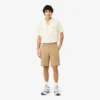 Pantalones cortos bermudas de sarga de algodón elástico de corte regular