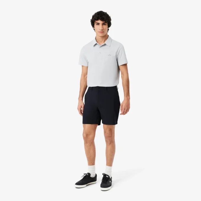 Pantalones cortos bermudas de sarga de algodón elástico de corte regular