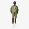Pantalones cortos bermudas de sarga de algodón elástico de corte regular