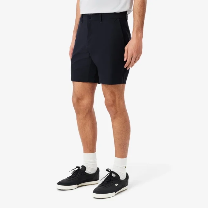 Pantalones cortos bermudas de sarga de algodón elástico de corte regular