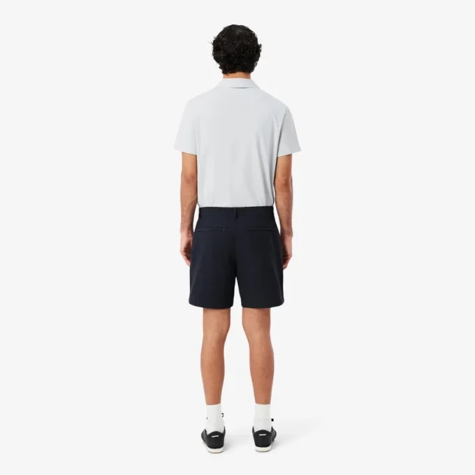 Pantalones cortos bermudas de sarga de algodón elástico de corte regular