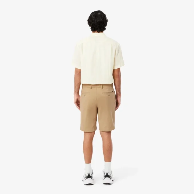 Pantalones cortos bermudas de sarga de algodón elástico de corte regular