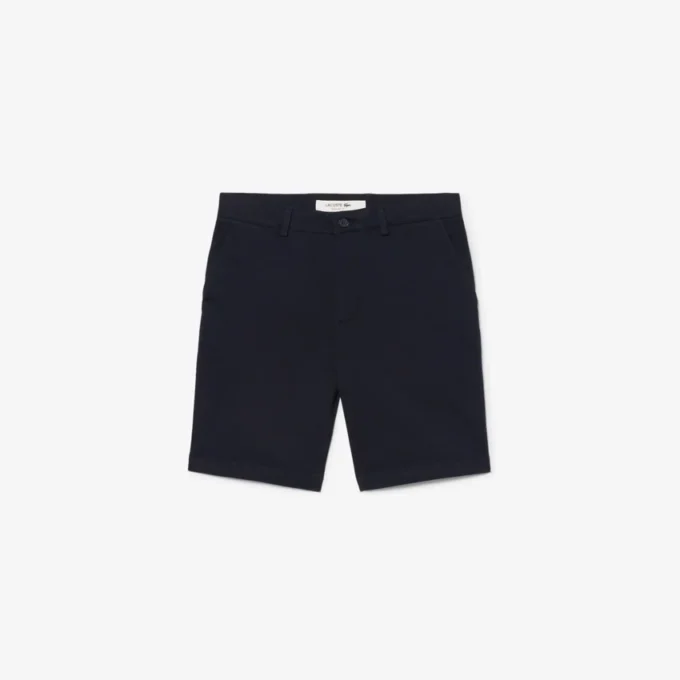 Pantalones cortos bermudas de sarga de algodón elástico de corte regular