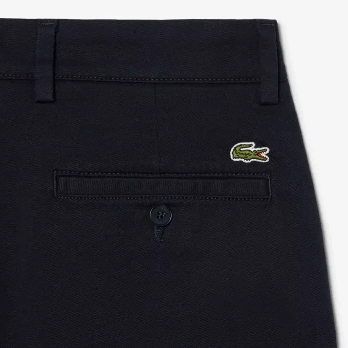 Pantalones cortos bermudas de sarga de algodón elástico de corte regular