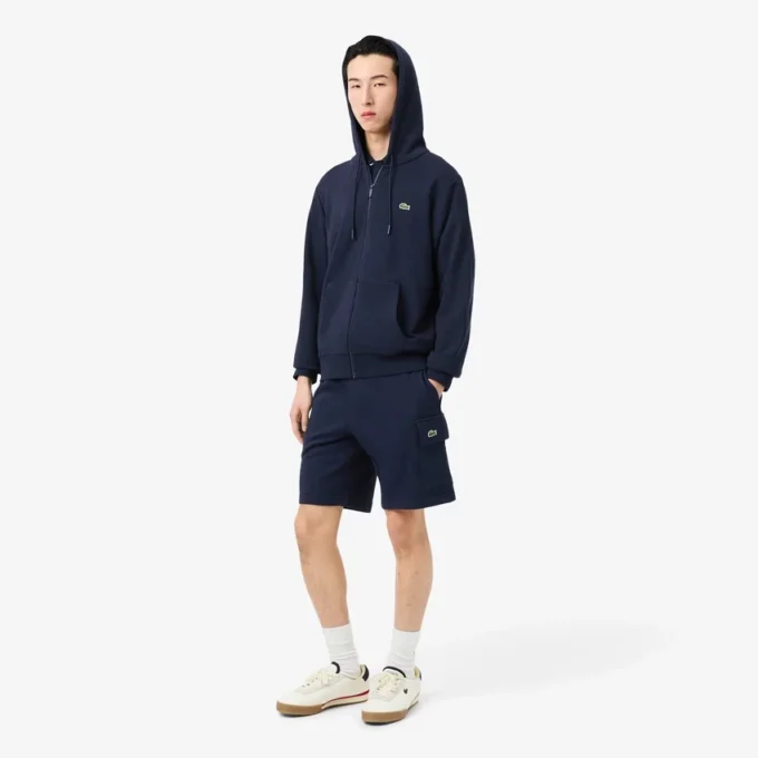 Pantalones cortos cargo de felpa de algodón para hombre