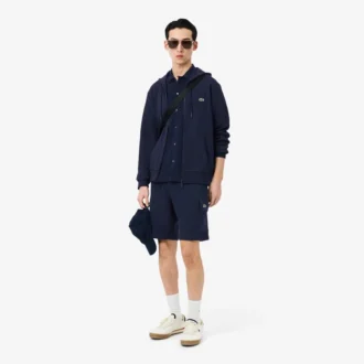 Pantalones cortos cargo de felpa de algodón para hombre