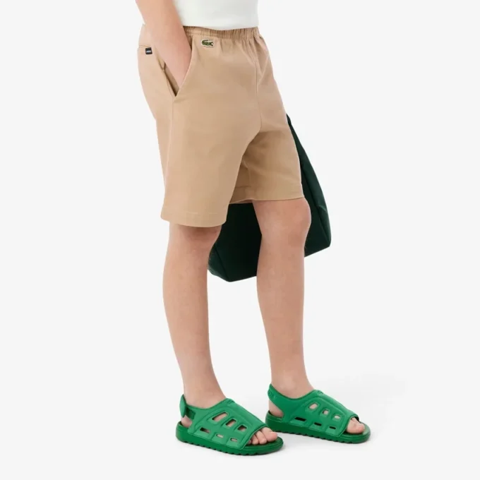 Pantalones cortos chinos de sarga de algodón elástico