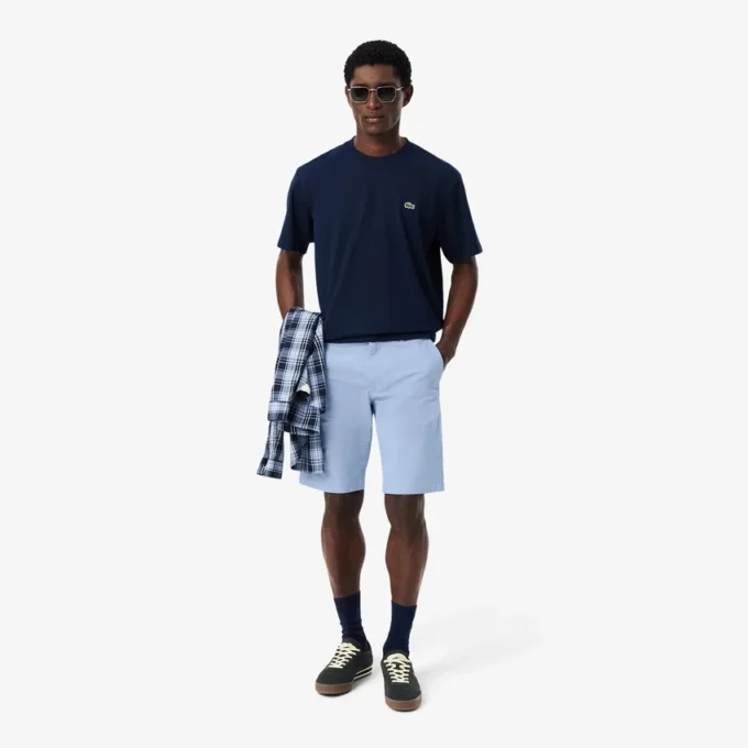 Pantalones cortos chinos de sarga elástica