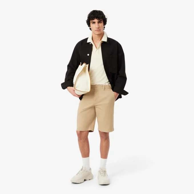Pantalones cortos chinos de sarga elástica