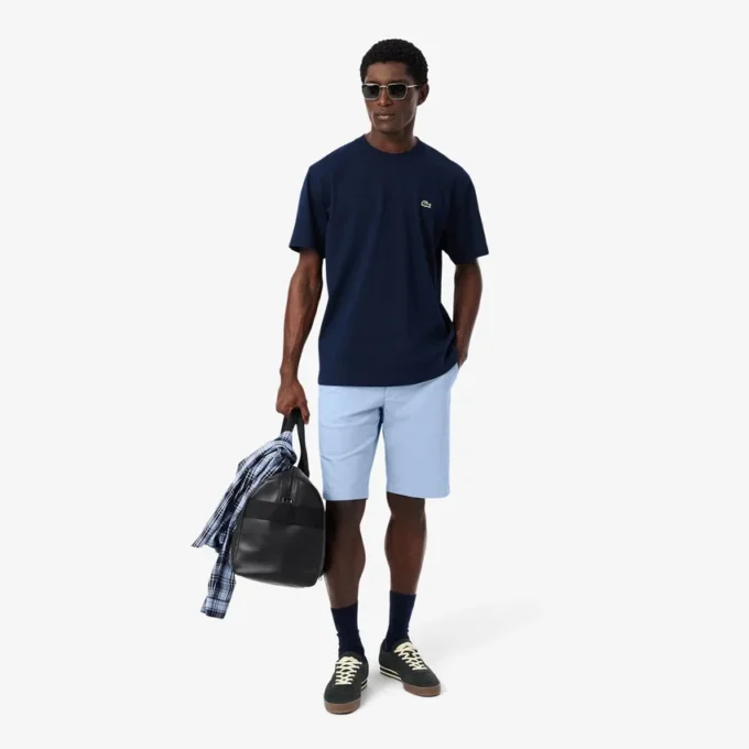 Pantalones cortos chinos de sarga elástica