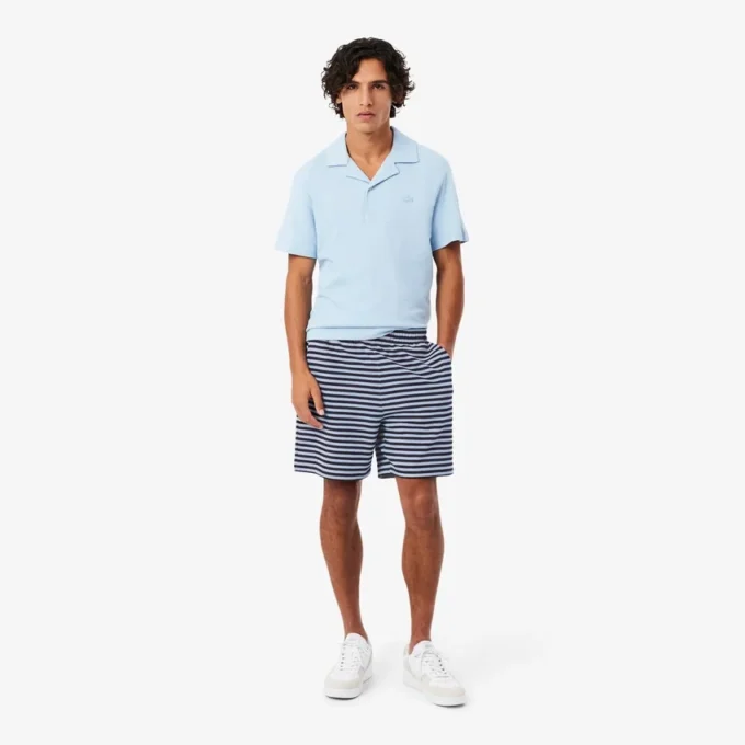 Pantalones cortos de algodón a rayas de corte regular