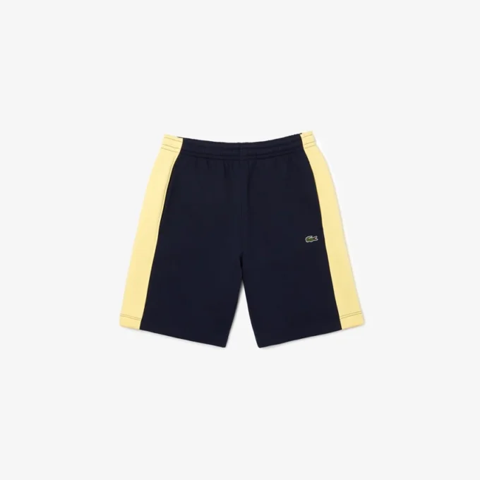 Pantalones cortos de felpa cepillada con bloques de color para hombre