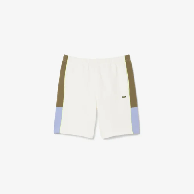 Pantalones cortos de felpa con bloques de color para hombre