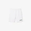 Pantalones cortos de felpa con bordado de texto para hombre, corte regular