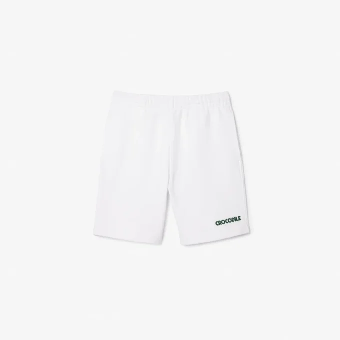 Pantalones cortos de felpa con bordado de texto para hombre, corte regular