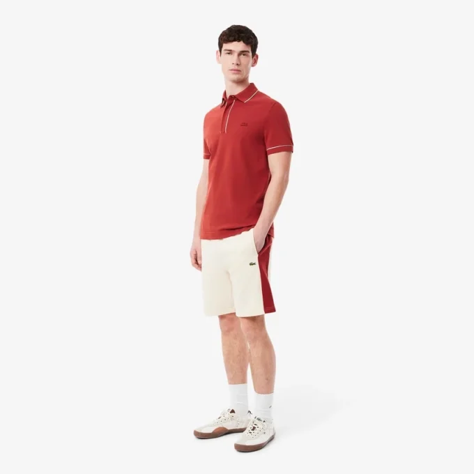 Pantalones cortos de felpa de algodón con bloques de color para hombre