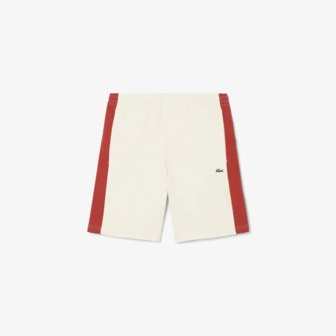 Pantalones cortos de felpa de algodón con bloques de color para hombre