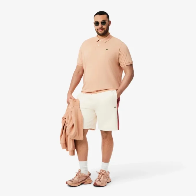 Pantalones cortos de felpa de algodón con bloques de color para hombre