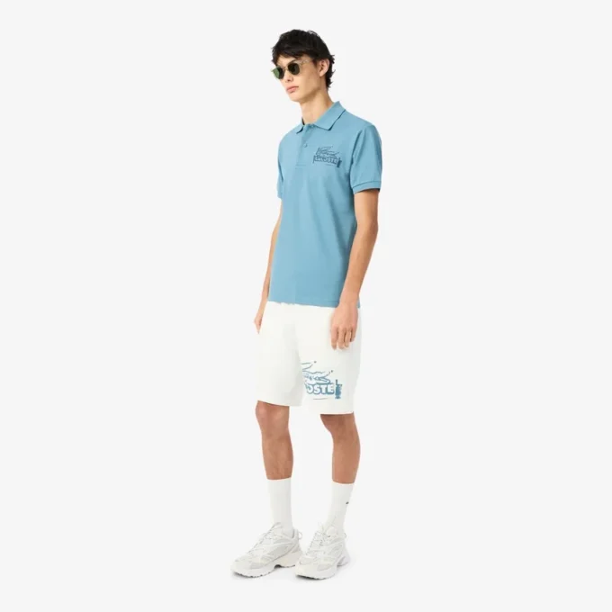 Pantalones cortos de felpa de algodón con estampado gráfico para hombre
