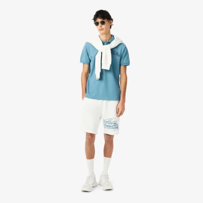 Pantalones cortos de felpa de algodón con estampado gráfico para hombre