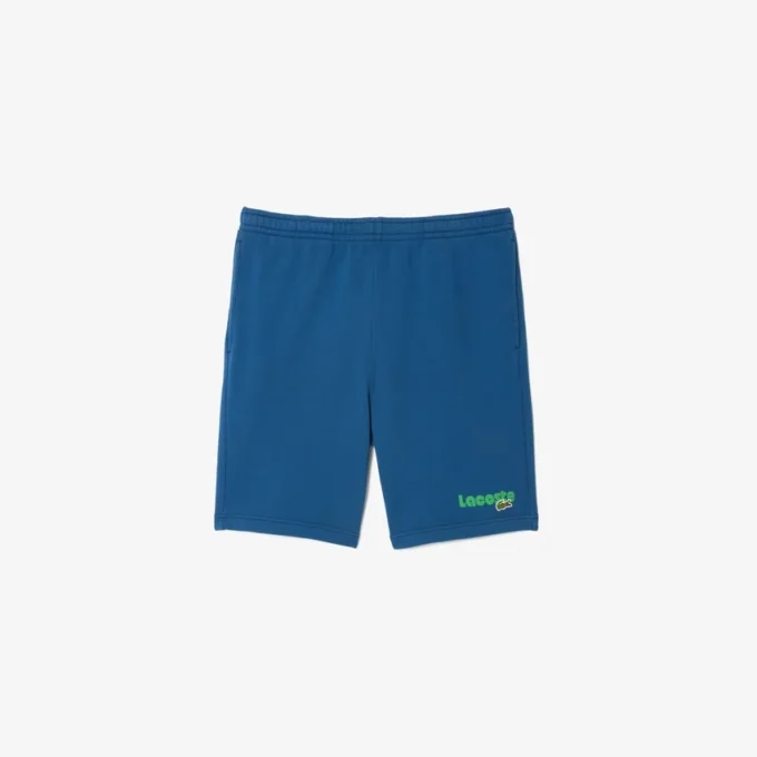 Pantalones cortos de felpa estampados con efecto lavado de corte regular para hombre