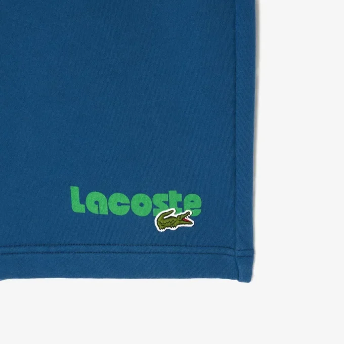 Pantalones cortos de felpa estampados con efecto lavado de corte regular para hombre