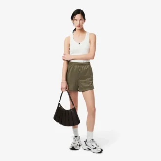 Pantalones cortos de jersey satinado con rayas Pointelle para mujer