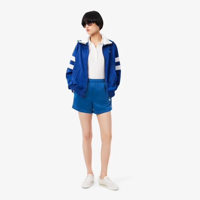 Pantalones cortos de jersey satinado con rayas Pointelle para mujer