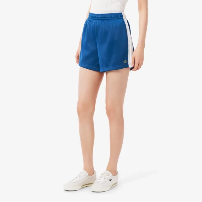 Pantalones cortos de jersey satinado con rayas Pointelle para mujer