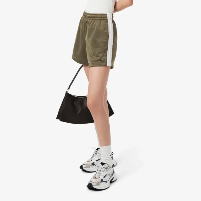 Pantalones cortos de jersey satinado con rayas Pointelle para mujer