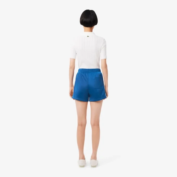 Pantalones cortos de jersey satinado con rayas Pointelle para mujer