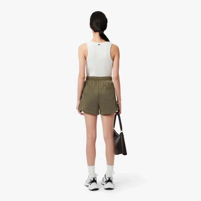 Pantalones cortos de jersey satinado con rayas Pointelle para mujer