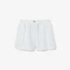 Pantalones cortos de lino a rayas de corte holgado para mujer