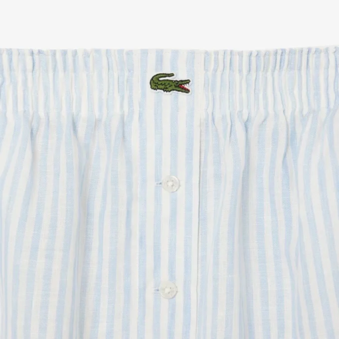 Pantalones cortos de lino a rayas de corte holgado para mujer