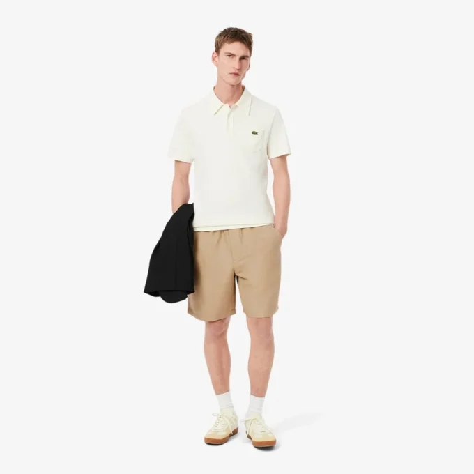 Pantalones cortos de mezcla de lana de corte regular para hombre