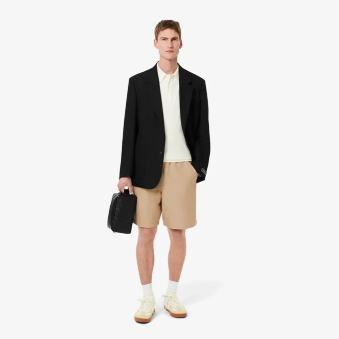 Pantalones cortos de mezcla de lana de corte regular para hombre