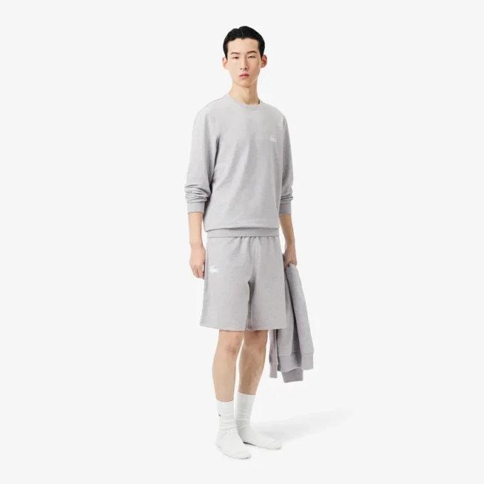 Pantalones cortos de pijama de felpa de corte recto para hombre