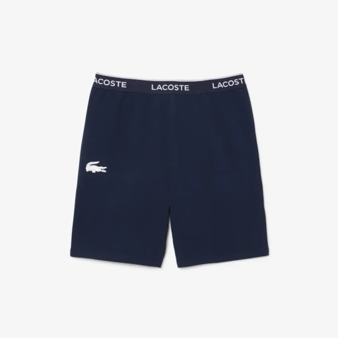 Pantalones cortos de pijama de felpa de corte recto para hombre