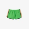 Pantalones cortos de piqué con paneles en contraste para mujer
